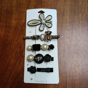 5pc New Black, Gold, and Silver Hair Clips.